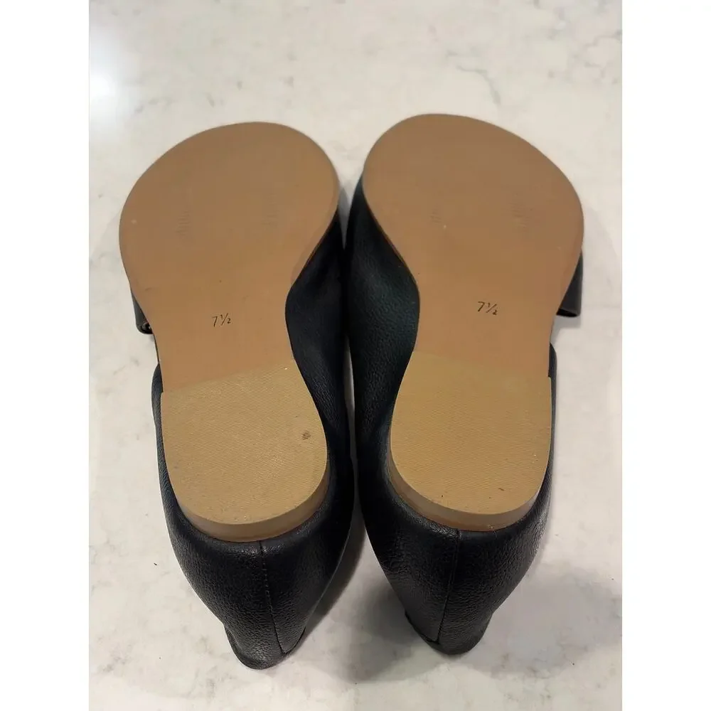 Anthropologie Women’s Leather Souvenir Cut Out Slip On Flats Size 7.5 Black